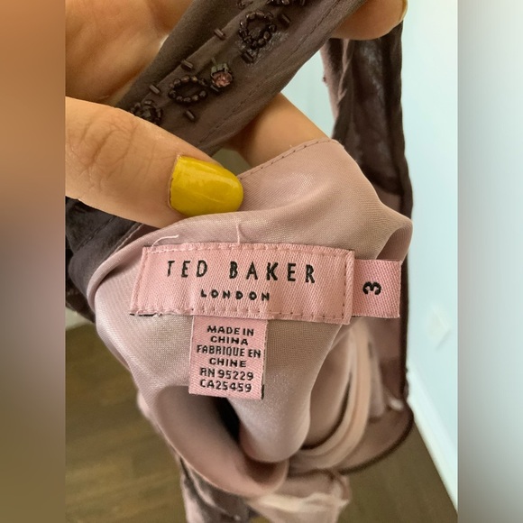 TED BAKER Silk Purple Mauve Beaded V-Neck Tie Back Sleeveless Blouse SZ Small - Picture 8 of 16